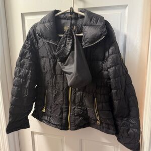Michael Kors Quilted Black Jacket with Gold Accents